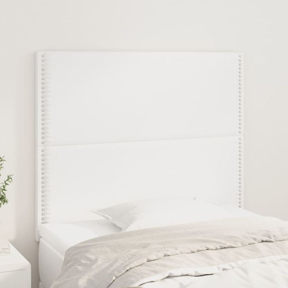 Vidaxl Čelá postele 2 ks biele 90x5x78/88 cm umelá koža